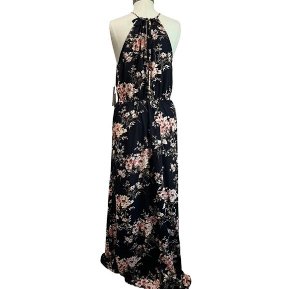 Lulus Feel The Music Floral Maxi Dress Size L Blue NWT Romantic Formal - Picture 3 of 10